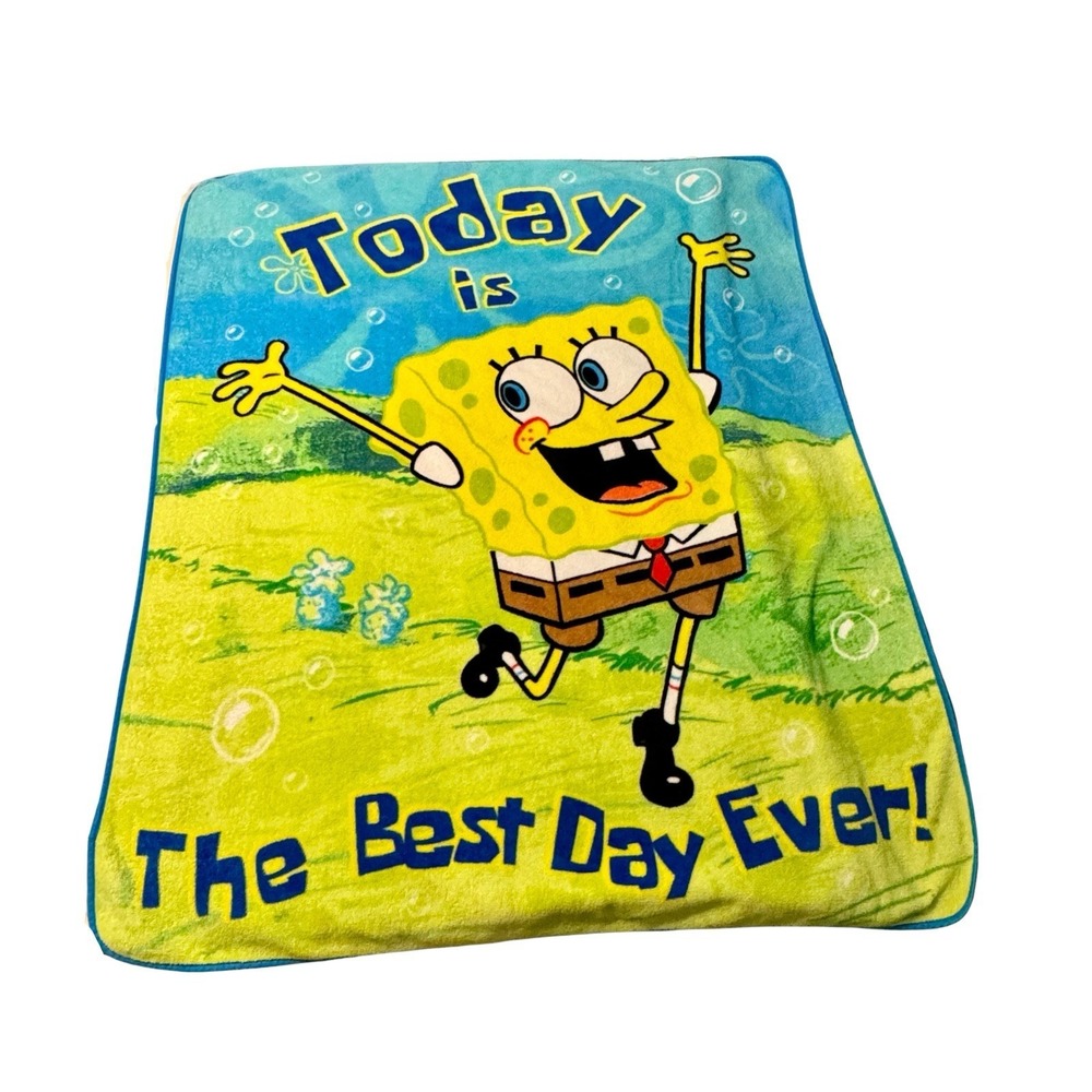 SpongeBob Plush Blanket Today is the Best‎ Day Ever 60x48 Northwest 2009